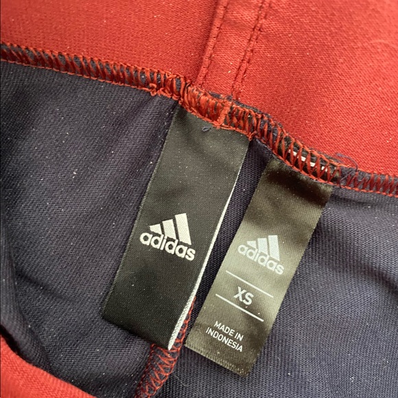 ADIDAS RED/BLUE/WHITE FULL LENGTH LEGGINGS - Size XS (fits a size 8) - Picture 4 of 5